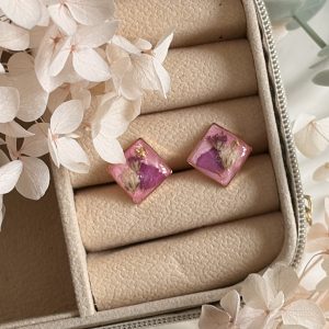 Ružové napichovacie náušničky