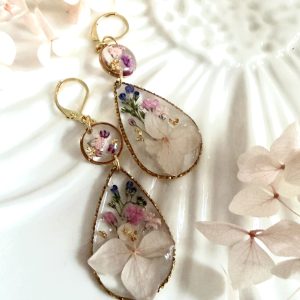 Náušnice s ružovou hortenziou